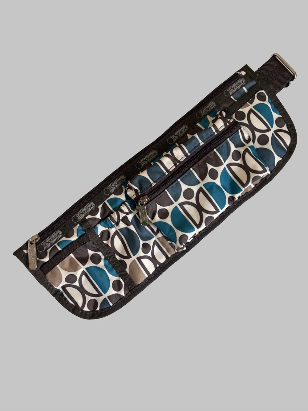 LeSportsac Blue, Black and White Geometric Travel Waist Pouch